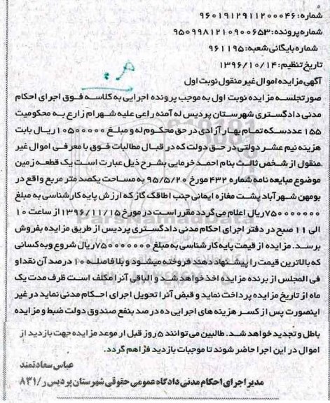 مزایده,مزایده زمین مساحت یکصد متر 