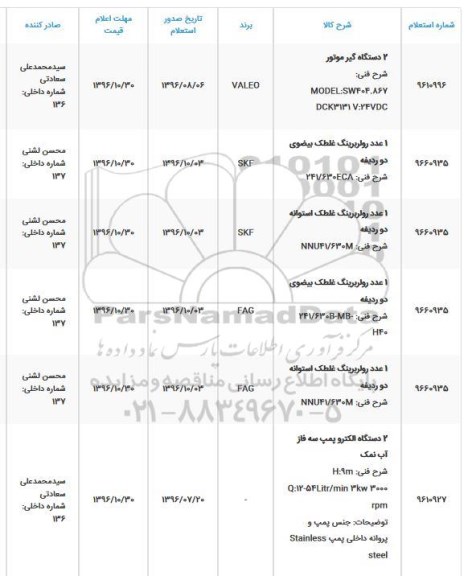 استعلام, استعلام 2 دستگاه گیرموتور ...