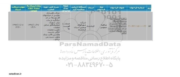 مناقصه,مناقصه اجرای راهسازی بخشی از خیابانهای فاز توسعه ...