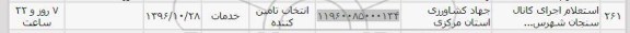 استعلام, استعلام اجرای کانال سنجان 