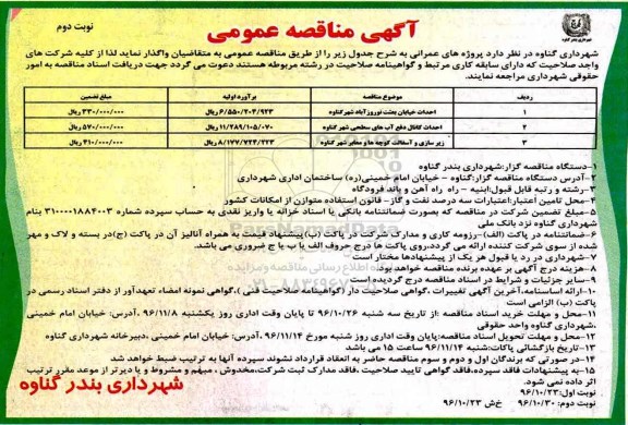 مناقصه ,مناقصه احداث خیابان و  احداث کانال دفع آبهای سحطی شهر و زیرسازی و آسفالت ... - نوبت دوم