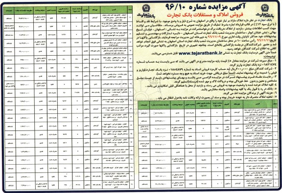 مزایده,مزایده فروش املاک مازاد بر نیاز استان اصفهان 