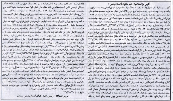 مزایده,مزایده ششدانگ زمین مساحت یک هزار و یکصد و بیست و هشت متر و پنجاه دسیمتر