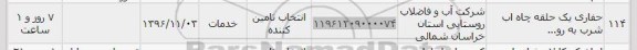 استعلام,استعلام حفاری یک حلقه چاه آب شرب به رو... 
