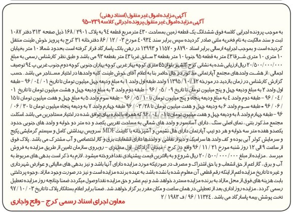 مزایده,مزایده ششدانگ زمین مساحت 430 متر