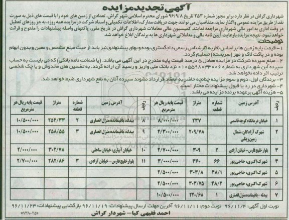 مزایده,مزایده واگذاری تعدادی از زمینهای خود بصورت نقد 