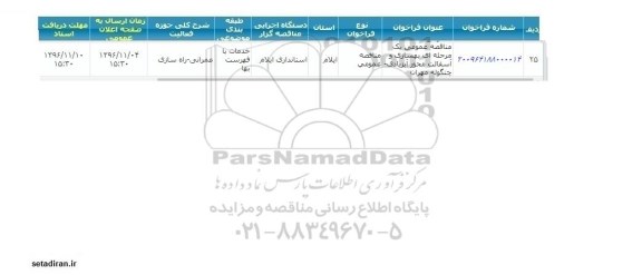 مناقصه , مناقصه بهسازی و آسفالت محور