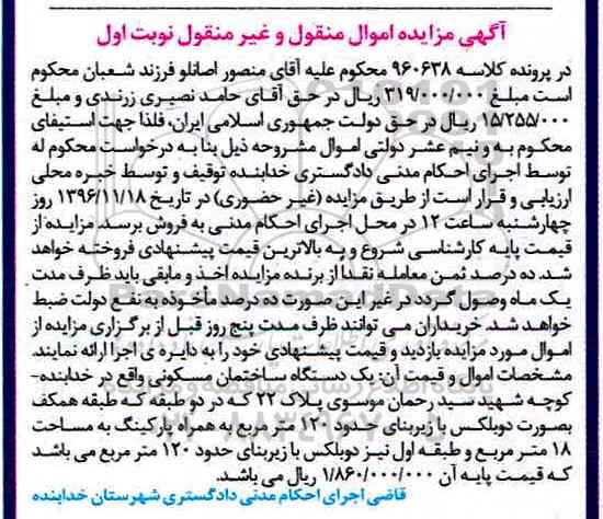 مزایده,مزایده ساختمان مسکونی زیربنای 120 مترمربع 