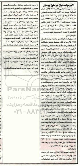 مزایده,مزایده ششدانگ پلاک ثبتی قطعه دو تفکیکی نوبت اول