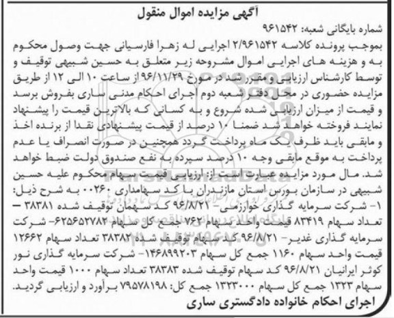مزایده ,مزایده فروش سهام
