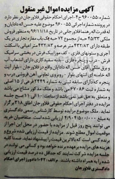 مزایده,مزایده مغازه تجاری عرصه 432.83مترمربع