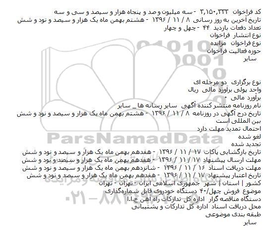 فراخوان مزایده ، فراخوان مزایده فروش 40 دستگاه خودروی قابل شماره‏ گذاری    