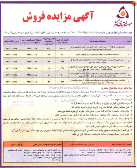 مزایده واگذاری املاک و سهام ...