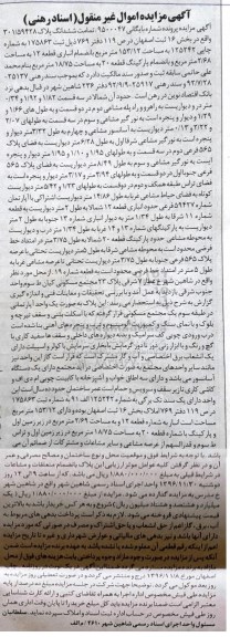 مزایده,مزایده تمامت ششدانگ پلاک 301/59428 بخش 16 اصفهان