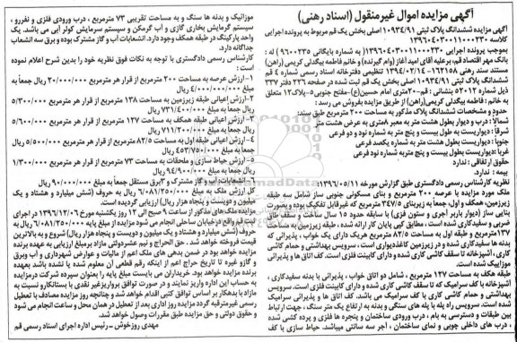 مزایده,مزایده ششدانگ پلاک ثبتی عرصه 200 متر