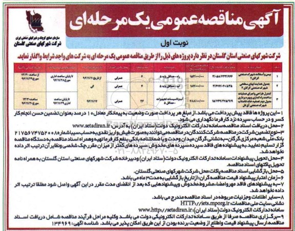 آگهی مناقصه عمومی، مناقصه بیس و آسفالت شهرک صنعتی...