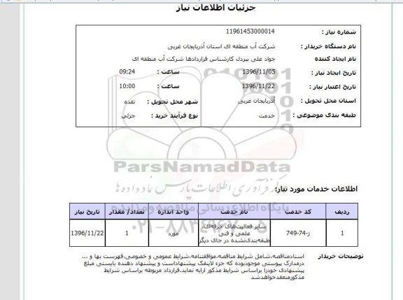استعلام,  استعلام فعالیت های حرفه ای، علمی و فنی طبقه بندی نشده...