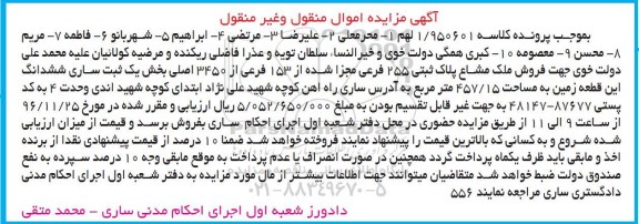 مزایده,مزایده ملک مشاع مساحت 457.15متر