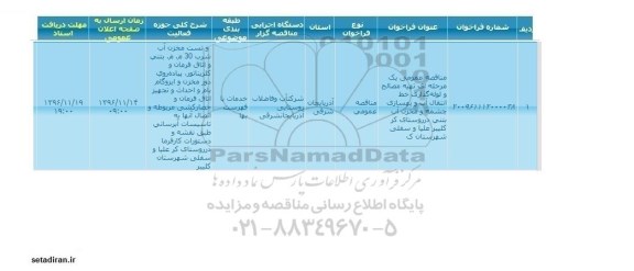 مناقصه,مناقصه تهیه مصالح و لوله گذاری خط انتقال آب و بهسازی ...
