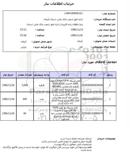 استعلام , استعلام کابل شبکه...