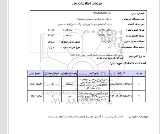 استعلام,استعلام خرید یک دستگاه جی پی اس ...