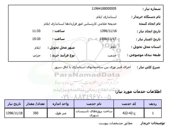 استعلام،استعلام اجرای فیبر نوری 