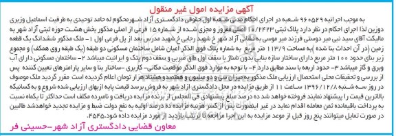 مزایده,مزایده ششدانگ زمین مساحت 113.9متر