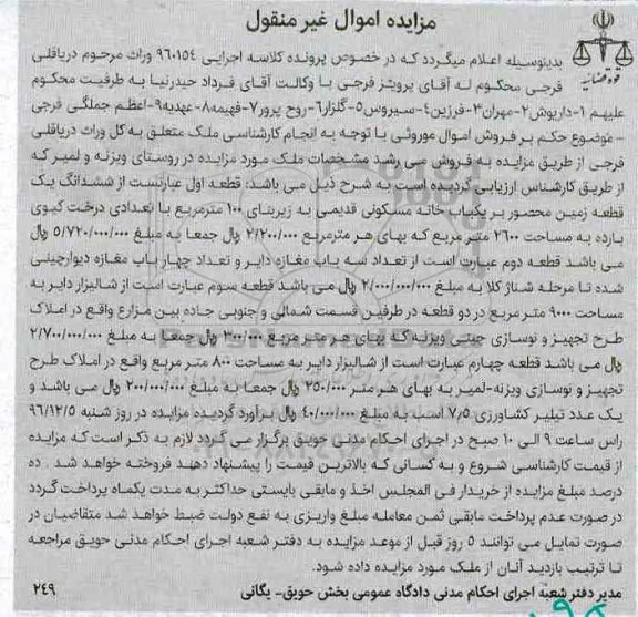 مزایده,مزایده ششدانگ زمین محصور