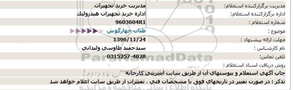 استعلام, استعلام  طناب چهار گوش 