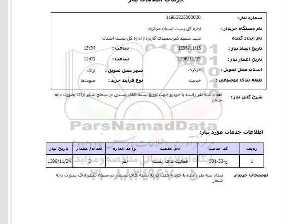 استعلام, استعلام تعداد سه نفر راننده با خودرو...