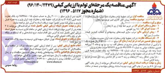 مناقصه, مناقصه کابل گذاری فیبر نوری ....نوبت دوم 
