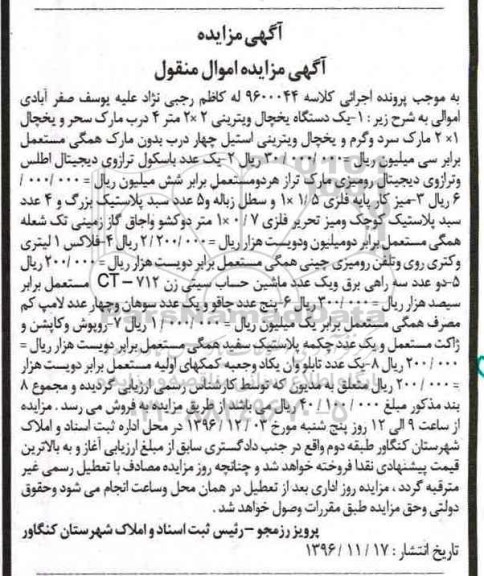 مزایده, مزایده یخچال ویترینی ....