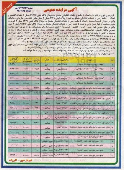 مزایده,مزایده واگذاری 20 قطعه زمین 