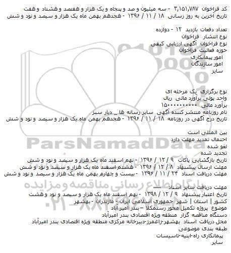 ​فراخوان ارزیابی کیفی , ​فراخوان ارزیابی کیفی پروژه تکمیل محور