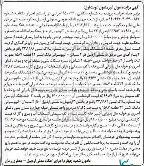 مزایده ,مزایده سه واحد آپارتمان نوبت اول