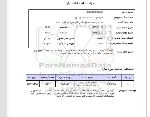 استعلام, استعلام احداث سایه بان