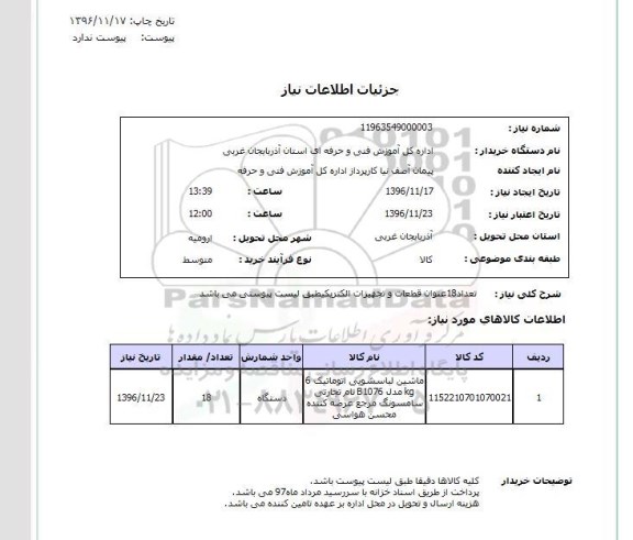 استعلام , استعلام ماشین لباسشویی اتوماتیک