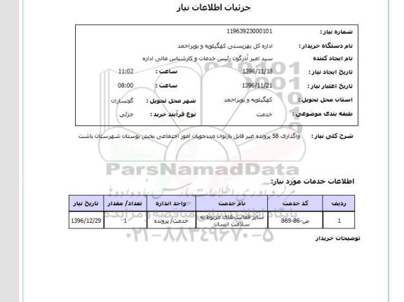 استعلام,استعلام واگذاری تعداد 58 پرونده ...