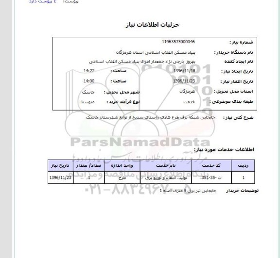 استعلام جابجایی شبکه برق طرح هادی روستایی..