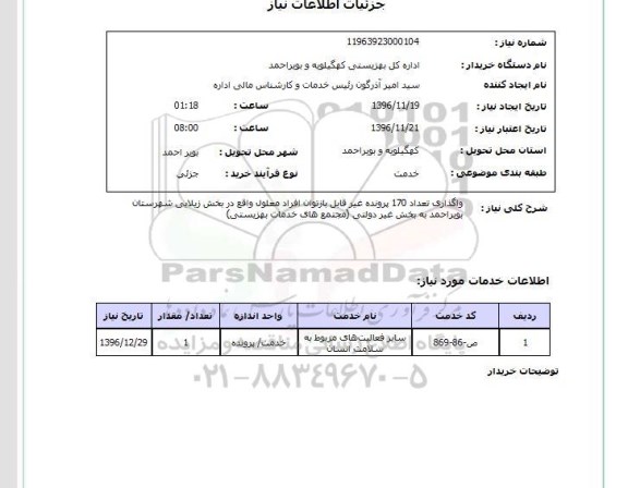 استعلام, استعلام  واگذاری تعداد 170 پرونده غیرقابل بازتوان