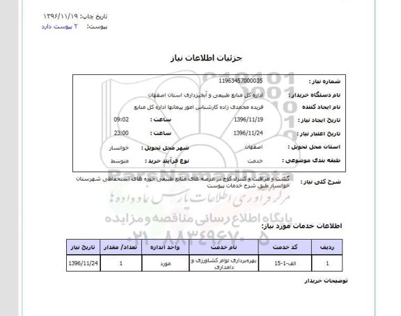 استعلام, استعلام گشت و مراقبت در عرصه های منابع طبیعی 