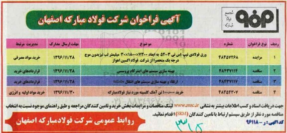 آگهی فراخوان , فراخوان مناقصه بهینه سازی سیستم های اینتر کام پروسسی...