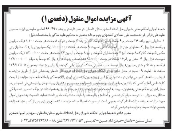 آگهی مزایده اموال منقول, مزایده تعدادی کفشهای چرم مردانه