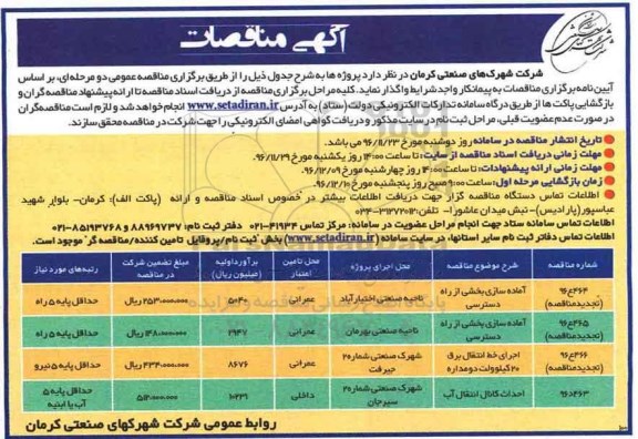 آگهی مناقصاتف مناقصه آماده سازی بخشی از راه دسترسی...