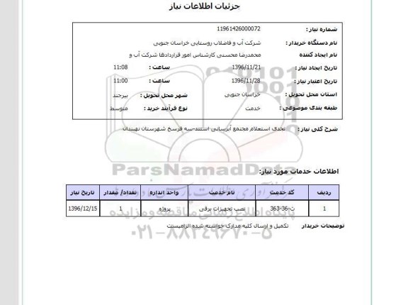 استعلام , استعلام مجتمع آبرسانی 