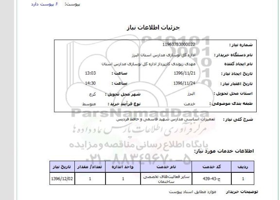 استعلام ,استعلام تعمیرات اساسی مدارس 