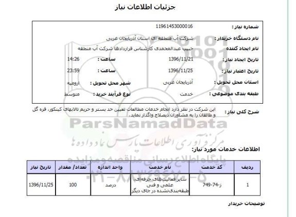 استعلام ,استعلام انجام خدمات مطالعات تعیین حد بستر و حریم تالابهای کینکور و ..