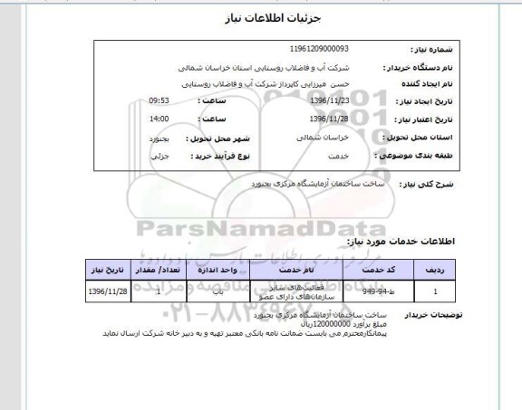 استعلام, استعلام ساخت ساختمان آزمایشگاه مرکزی ...