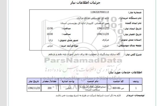 استعلام , استعلام آگاه سازی پیشگیری از معلولیت ها