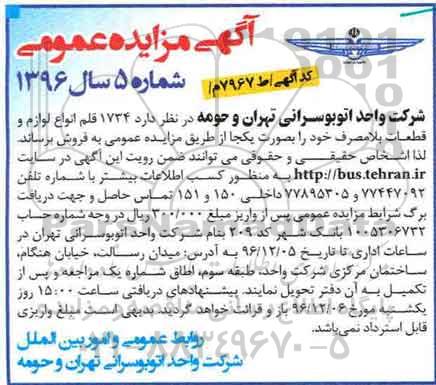 مزایده , مزایده انواع لوازم و قطعات بلامصرف ...